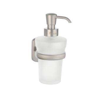 Smedbo C369N Wall Mounted Frosted Glass Soap Dispenser with Brushed Nickel Holder from the Cabin Collection